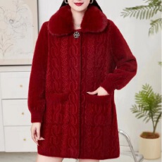 批发2025<b class='q'>中老年</b>女水貂毛妈妈冬<b class='q'>装</b>加绒外套大衣高贵仿皮草中长款<b class='q'>妈妈</b><b class='q'>装</b>