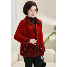 批发新款中年妈妈秋冬装水貂绒<b class='q'>外套</b><b class='q'>中老年</b>洋气高贵花色拼接绒大衣<b class='q'>外套</b>