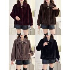 批发妈妈冬装皮毛一体外套短款海宁皮草中老年女士洋气高贵水貂绒上衣