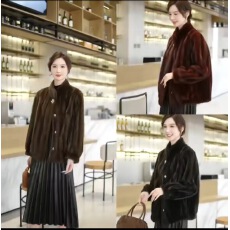 批发2025秋冬新款时尚百搭修身显瘦水貂绒减龄洋气上衣