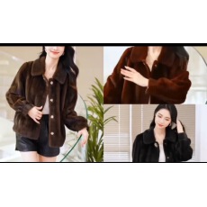 批发皮草妈妈秋冬短款水貂绒上衣皮毛一体大衣中老年女装皮草外套