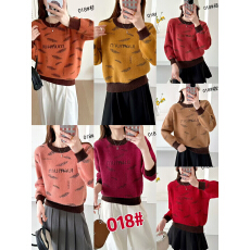 批发黄金貂圆领拼色毛衣女秋冬字母提花加厚保暖针织打底衫巨看