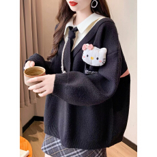 2025秋冬新款时尚爆款宽松显瘦假两件针织衫套头外穿洋气百搭毛衣