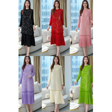 批发洋气减龄<b class='q'>连衣裙</b>春季2026新款<b class='q'>妈妈</b>红色裙子三宅褶皱宽松大码长裙子