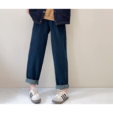 批发斜纹<b class='q'>牛仔</b>裤显瘦直筒阔腿裤子<b class='q'>女裤</b>原创