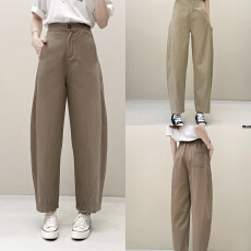 批发浅卡色阔腿<b class='q'>牛仔</b>裤女2026春秋新款设计感高腰宽松垂感直筒弯刀裤子