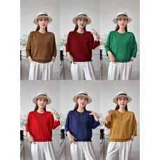 批发妈妈春夏装七分袖针织衫洋气宽松薄款打底上衣<b class='q'>中老年女装</b>中袖t恤