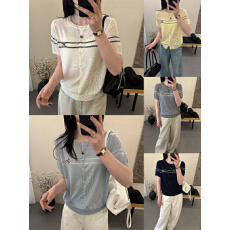 批发韩系童趣风小狗减龄洋气短袖针织开衫女2026春季新款百搭上衣