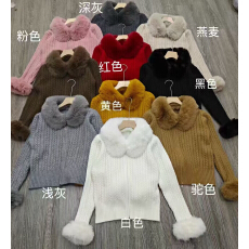批发韩系大毛领拉链毛衣女开衫外套秋冬新款时尚休闲小个子上衣<b class='q'>针织衫</b>