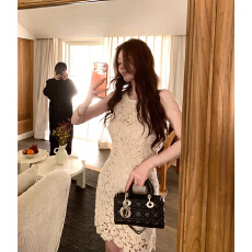 批发SYA奚<b class='q'>小</b>西 法式温柔连衣裙女春季礼服镂空蕾丝无袖内搭短款裙子新