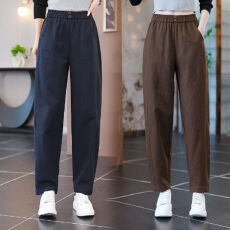 批发2025早秋新款长裤简约休闲裤宽松阔腿裤抗皱萝卜裤垂感<b class='q'>哈伦裤</b>子