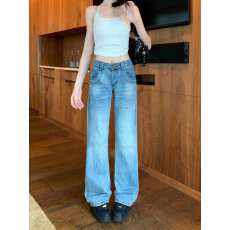 批发<b class='q'>实拍</b><b class='q'>大码</b>    美式做旧磨白直筒牛仔裤女修身显瘦垂感百搭长裤子潮