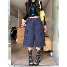 批发实拍<b class='q'>大码</b>  美式复古立体多口袋牛仔五分裤女宽松显瘦阔腿休闲中裤