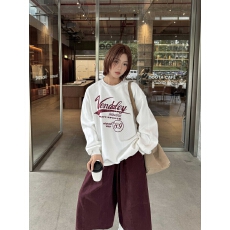 韩国东大门韩系复古简约字母印花宽松圆领套头卫衣