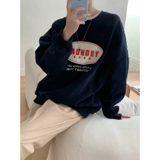 批发<b class='q'>韩国</b>东大门休闲宽松百搭减龄字母印花圆领套头卫衣