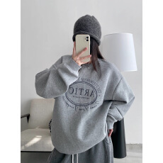批发韩国东大门韩系百搭简约字母印花宽松圆领<b class='q'>套头卫衣</b>