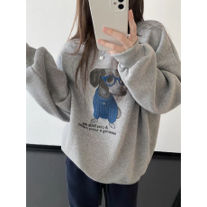 批发韩国东大门韩版可爱狗狗印花休闲百搭宽松圆领<b class='q'>套头卫衣</b>
