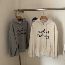 批发韩国东大门减龄宽松显瘦线条字母印花连帽<b class='q'>套头卫衣</b>