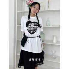 批发<b class='q'>韩国</b>东大门女装2026夏季新款男女同款爱心字母数字<b class='q'>情侣</b><b class='q'>短袖</b>t恤潮