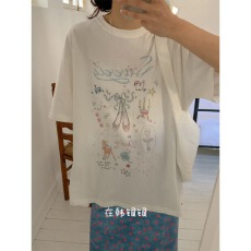 批发韩国东大门2026年夏季新款圆领鞋子小鸟多种图案短袖<b class='q'>t</b><b class='q'>恤</b>女ins潮