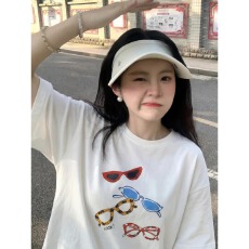 批发100纯棉韩国东大门2026夏短袖t恤韩系慵懒风夏天初中生宽松上衣