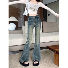 批发美式街头复古高级感辣妹微喇牛仔<b class='q'>裤</b>女春秋装新款显瘦微喇牛仔<b class='q'>裤</b>子