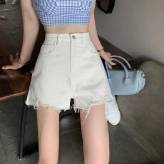 批发2026夏季新款破洞<b class='q'>牛仔</b><b class='q'>短裤</b>女学生百搭显瘦阔腿毛边a字热裤子ins潮
