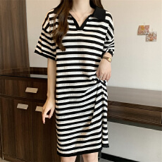 批发天猫抖音质量2026夏季新款<b class='q'>田园</b>风茶歇慵懒气质条纹显瘦polo裙