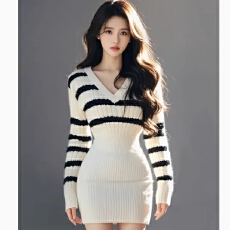 批发天猫抖音质量法式针织<b class='q'>连衣裙</b>女秋冬新款高级感气质收腰内搭毛衣裙