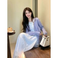 批发天猫抖音质量紫色镂空毛衣薄款<b class='q'>外套</b>女春夏温柔风开衫气质针织衫