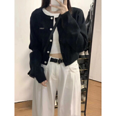 批发短款针织毛衣外套女2026秋冬新款<b class='q'>韩版</b>休闲慵懒气质<b class='q'>长袖</b>开衫上衣潮