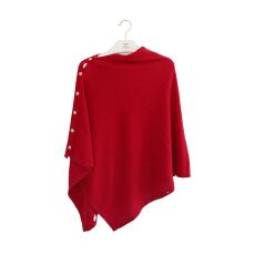 批发【本命年新年红】高品质百搭披肩女带扣外搭针织衫三角形外搭斗篷