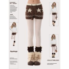 批发（北极绒）星星撞色毛球抽绳休闲<b class='q'>短裤</b><b class='q'>女</b>2025秋季新款修身显瘦裤子