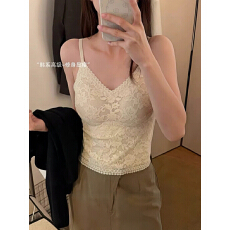 批发法式性感蕾丝吊带文胸背心女秋<b class='q'>冬</b>款自带胸垫磨毛保暖内搭打底上衣