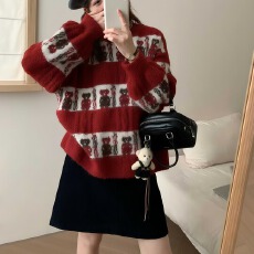 批发费尔岛立领毛衣外套女2025新款秋冬季加厚复古高级感提花<b class='q'>针织</b><b class='q'>开衫</b>