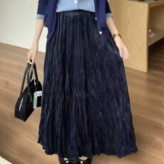 批发韩版高腰<b class='q'>显瘦</b>丝绒半身裙子2025秋冬新款宽松中长款百搭大摆A字裙