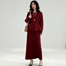 设计感法式小香风两件套装裙2025秋冬季新款荷叶边针织衫半身裙女