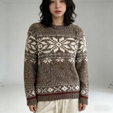 批发复古费尔岛提花毛衣雪地2025秋冬新款<b class='q'>宽松</b>慵懒风内针织衫上衣加厚