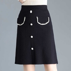 批发2025<b class='q'>秋</b>冬新款假口袋半身裙女高腰纯色水晶绒短裙a字包臀百搭裙子