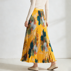 批发<b class='q'>欧美</b>高级感复古印花百褶半身裙女2026早春季新款百搭通勤A字<b class='q'>长裙</b>