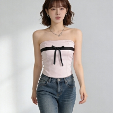 批发2026早春新款蝴蝶结抹胸美背纯欲内搭可外穿上衣百搭显瘦抹胸女