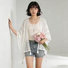 批发针织开衫<b class='q'>小外套</b><b class='q'>蕾丝</b>度假防晒衫短款薄款空调衫花边宽松镂空披肩女