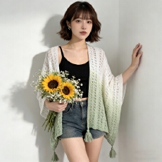 批发镂空复古民族度假风针织流苏开衫薄款春夏季披肩外搭蕾丝纯色披肩