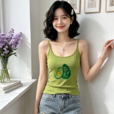 批发韩系ins 水果印花吊带背心带胸垫免穿<b class='q'>内衣</b>夏日外穿百搭打底美背