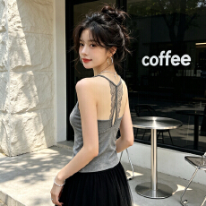 批发韩系<b class='q'>蕾丝</b>露背美背挂脖<b class='q'>吊带</b><b class='q'>背心</b>女内搭修身显瘦纯欲短款打底上衣
