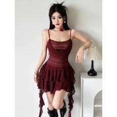 批发法式复古<b class='q'>性感</b>纯欲蕾丝缕空小众设计感百搭辣妹显瘦修身A字裙短裙