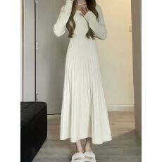 批发法式温柔气质秋冬季女针织毛衣裙茶歇式配大衣内搭打底<b class='q'>长裙</b>连衣裙