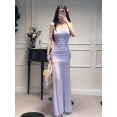 批发法式纯欲温柔淑女仙女<b class='q'>气质</b>网纱拼接绝美收腰显瘦包臀连衣裙长裙