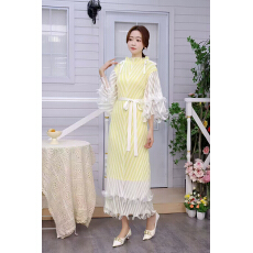 批发三宅外贸密边木耳边网纱假两件不规则设计感褶皱<b class='q'>连衣裙</b><b class='q'>大码</b><b class='q'>女</b>装