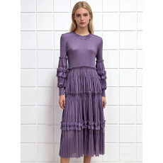 批发欧美东南亚三宅钉珠木耳边蕾丝拼接设计感褶皱蛋糕裙宴会女<b class='q'>连衣裙</b>